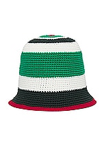 Casablanca Cotton Crochet Hat in Green & White, view 2, click to view large image.