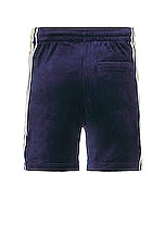 Casablanca Velour Laurel Shorts in Navy, view 2, click to view large image.