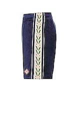 Casablanca Velour Laurel Shorts in Navy, view 3, click to view large image.