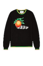 Casablanca Orange Intarsia Sweater in Black, view 1, click to view large image.