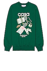Casablanca Equipement Sportif Printed Sweatshirt in Evergreen, view 1, click to view large image.