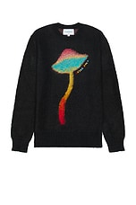 Casablanca Rainbow Mushroom Sweater in Black & Multi, view 1, click to view large image.