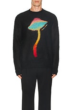 Casablanca Rainbow Mushroom Sweater in Black & Multi, view 4, click to view large image.