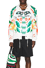 Casablanca Printed Coach Jacket in Casa Moto White, view 3, click to view large image.