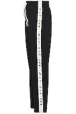 Casablanca Embroidered Satin Tape Sweatpant in Black, view 3, click to view large image.