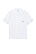Casablanca Towelling Short Sleeve Shirt in White, view 1, click to view large image.