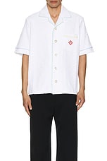 Casablanca Towelling Short Sleeve Shirt in White, view 4, click to view large image.