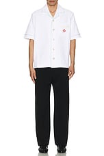 Casablanca Towelling Short Sleeve Shirt in White, view 5, click to view large image.