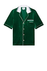 Casablanca Velour Short Sleeve Shirt in Evergreen, view 1, click to view large image.