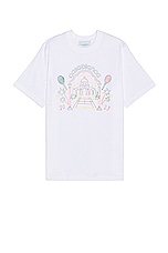 Casablanca Rainbow Crayon Temple T-shirt in White, view 1, click to view large image.