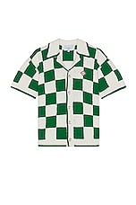 Casablanca Scuba Crochet Shirt in White & Green, view 1, click to view large image.