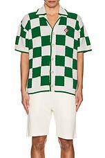 Casablanca Scuba Crochet Shirt in White & Green, view 4, click to view large image.