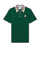 Casablanca Primary Stripe Knit Collar Classic Polo in Green, view 1, click to view large image.