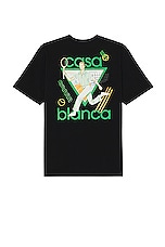 Casablanca Le Jeu Printed T-shirt in Black, view 1, click to view large image.
