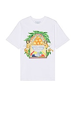 Casablanca Triomphe D'orange Printed T-shirt in White, view 1, click to view large image.
