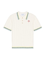 Casablanca Rib Boucle Polo in White, view 1, click to view large image.