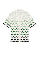 Casablanca Gradient Wave Texture Shirt in Green & White, view 1, click to view large image.