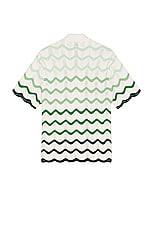 Casablanca Gradient Wave Texture Shirt in Green & White, view 2, click to view large image.