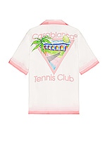 Casablanca Cuban Collar Short Sleeve Shirt in Tennis Club Icon, view 1, click to view large image.