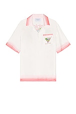 Casablanca Cuban Collar Short Sleeve Shirt in Tennis Club Icon, view 2, click to view large image.