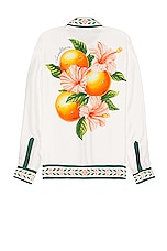 Casablanca Classic Collar Long Sleeve Shirt in Oranges En Fleur, view 1, click to view large image.