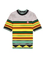 Casablanca Knitted Wool Striped Tee in Multi Stripe, view 1, click to view large image.