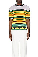 Casablanca Knitted Wool Striped Tee in Multi Stripe, view 4, click to view large image.
