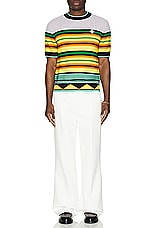 Casablanca Knitted Wool Striped Tee in Multi Stripe, view 5, click to view large image.