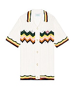 Casablanca Chevron Lace Shirt in White & Multi, view 1, click to view large image.