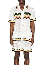 Casablanca Chevron Lace Shirt in White & Multi, view 4, click to view large image.