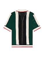 Casablanca Striped Mesh Shirt in Green & White Stripe, view 2, click to view large image.
