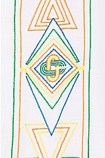Casablanca Chainstitc Embroidered Graphic Linen Shirt in Le Fil De La Musique, view 3, click to view large image.