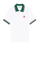 Casablanca Textured Pique Polo in White, view 1, click to view large image.