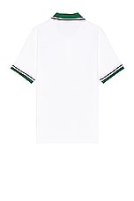 Casablanca Textured Pique Polo in White, view 2, click to view large image.