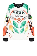 Casablanca Casa Moto Sublimated Long Sleeve T-shirt in Casa Moto White, view 1, click to view large image.