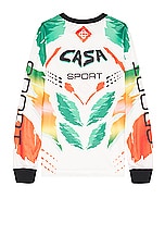 Casablanca Casa Moto Sublimated Long Sleeve T-shirt in Casa Moto White, view 2, click to view large image.