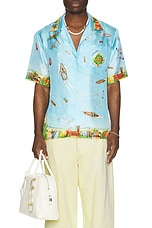 Casablanca Cuban Collar Short Sleeve Shirt in Maison Sur Piloti, view 3, click to view large image.