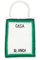 Casablanca Cotton Mini Crochet Bag in Green & Multi, view 1, click to view large image.