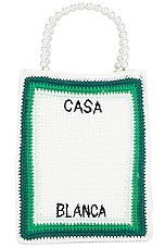 Casablanca Cotton Mini Crochet Bag in Green & Multi, view 2, click to view large image.