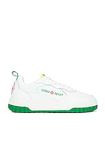 Casablanca Tennis Court Sneaker in White & Green, view 1, click to view large image.