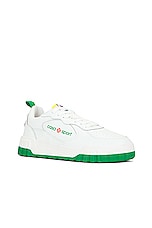 Casablanca Tennis Court Sneaker in White & Green, view 2, click to view large image.