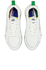 Casablanca Tennis Court Sneaker in White & Green, view 4, click to view large image.
