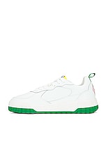 Casablanca Tennis Court Sneaker in White & Green, view 5, click to view large image.