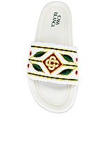 Casablanca Embroidered Terry Slider in White, view 4, click to view large image.