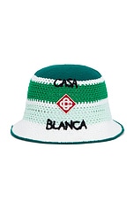 Casablanca Cotton Crochet Hat in Green & Multi, view 1, click to view large image.