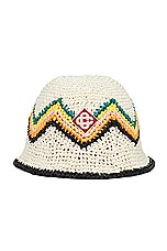Casablanca Raffia Crochet Hat in White & Multi, view 1, click to view large image.