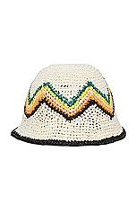 Casablanca Raffia Crochet Hat in White & Multi, view 2, click to view large image.