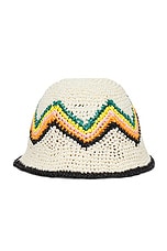 Casablanca Raffia Crochet Hat in White & Multi, view 3, click to view large image.