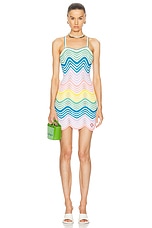 Casablanca Crochet Mini Dress in Gradient Wave, view 1, click to view large image.