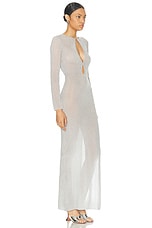 Casablanca Sheer Long Dress in Silver, view 2, click to view large image.